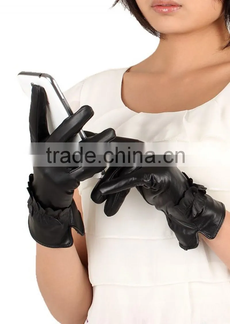 ladies warm fashion winter top goat leather dressing/dress gloves for touch screen