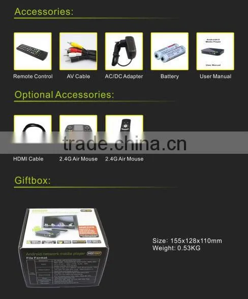 Best Android 4.0 PC Smart TV Box HD IPTV Player google tv remote