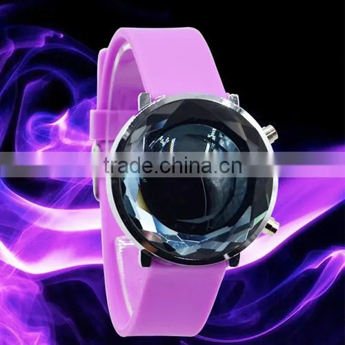 2014 new LED fashion crystal glass electronic 30ATM silicon watch(WJ-2386)