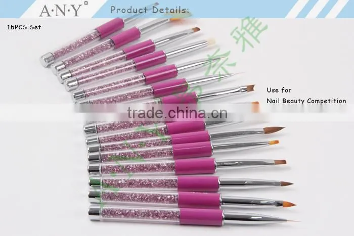 ANY Nail Art Gel Painting Wood Handle Flat Nail Art Gel Brush Nylon Hair