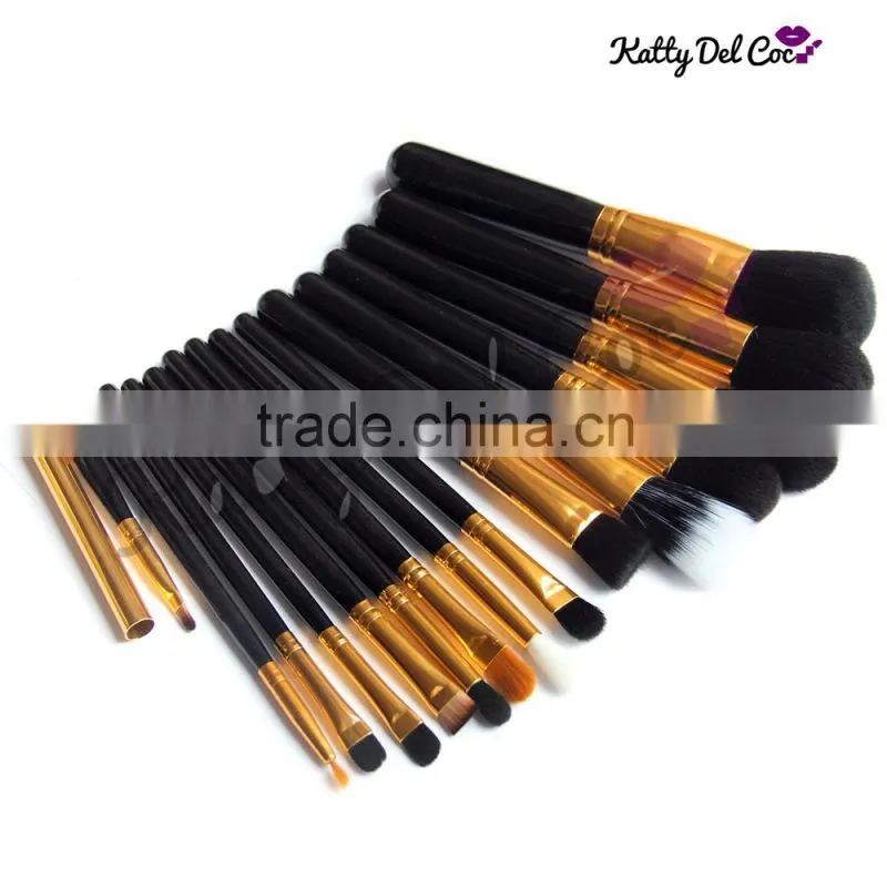 Synthetic hair oem logo makeup brush for beauty gold silver color