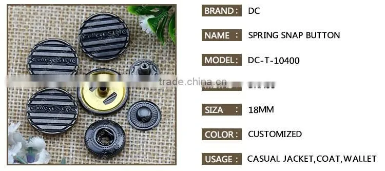 Metal Color Press Metal Snap Button for Jacket and Bag Accessories