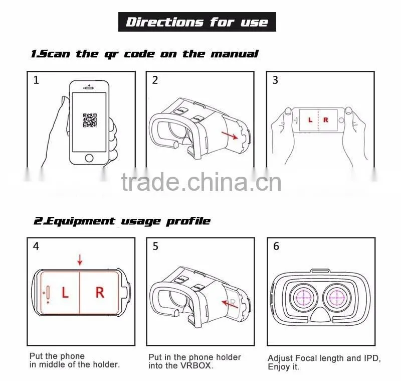 VR Virtual Reality Glasses Google Cardboard 3d Game Movie for 3.5" - 6.0" Smart Phone Head Mount Plastic VR BOX 2.0 Version
