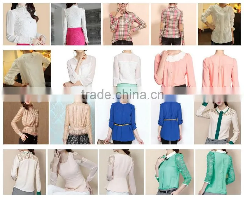 Korea latest polo design checker women blouse tops with doll collar