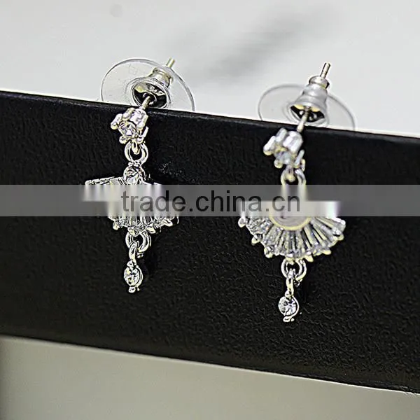 yiwu sector shaped small litter ballet girl earrings