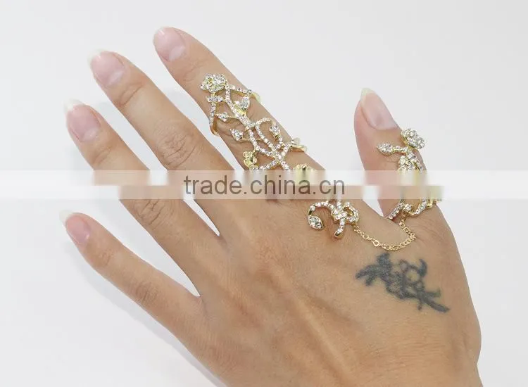 novelty antique silver rose flower shaped double ring
