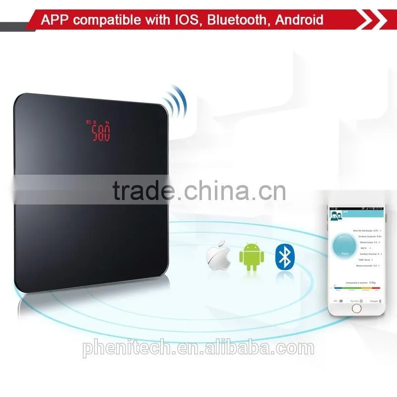 Digital tempered glass bluetooth bathroom weight scale with CE