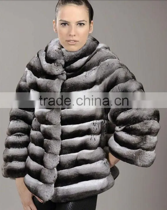wholesale price chinchilla rex rabbit fur coat