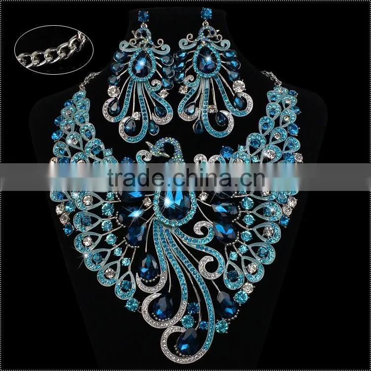 fashion jewelry crystal bead African Handmade crystal Rhinestone jewelry set 18k gold jewelry