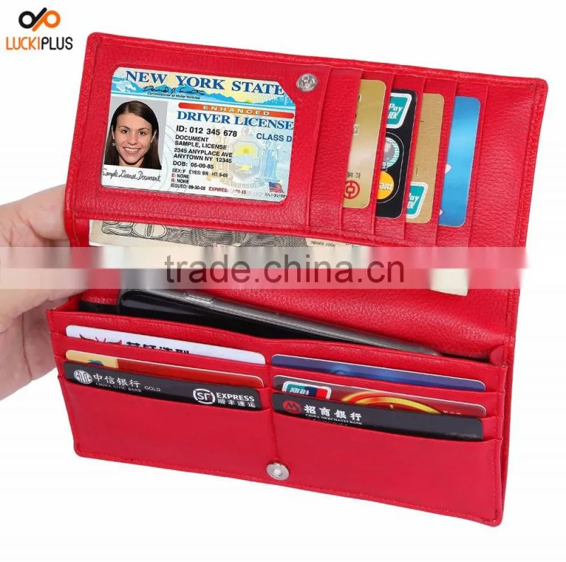 Luckiplus RFID Blocking Safe Wallet for Women Red Color Card Wallet