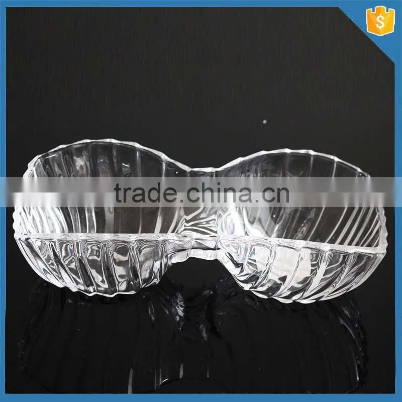 2 Section Divided Appetizer Tray serving platter glass candy dish high quality