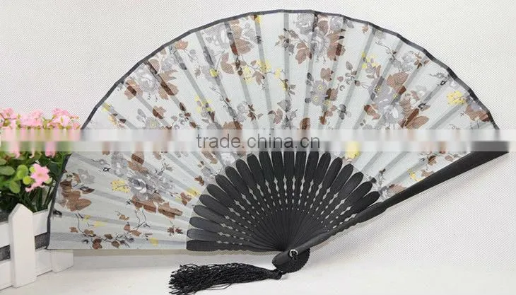 OEM adveritising bamboo fan with colorful flowers,gift fan,bamboo silk fan