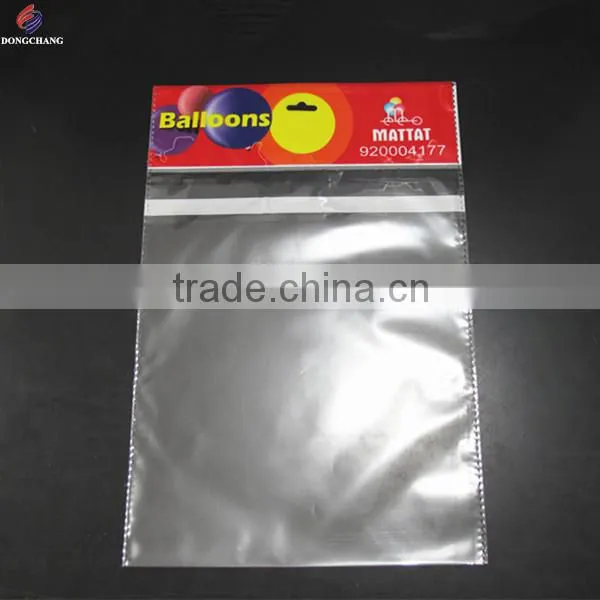 Plastic self adhesive bopp header bag with euro hole and permanent tape