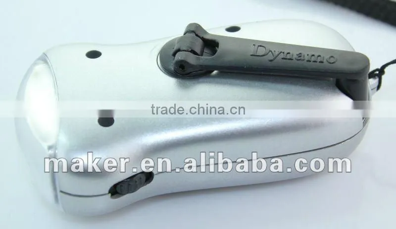 3 LED Cranking Dynamo, solar powered Plastic Flashlight