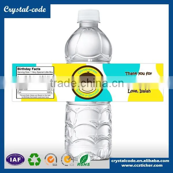 Customized adhesive PET shampoo mineral water plastic bottle printing transparent label stickers materials packaging