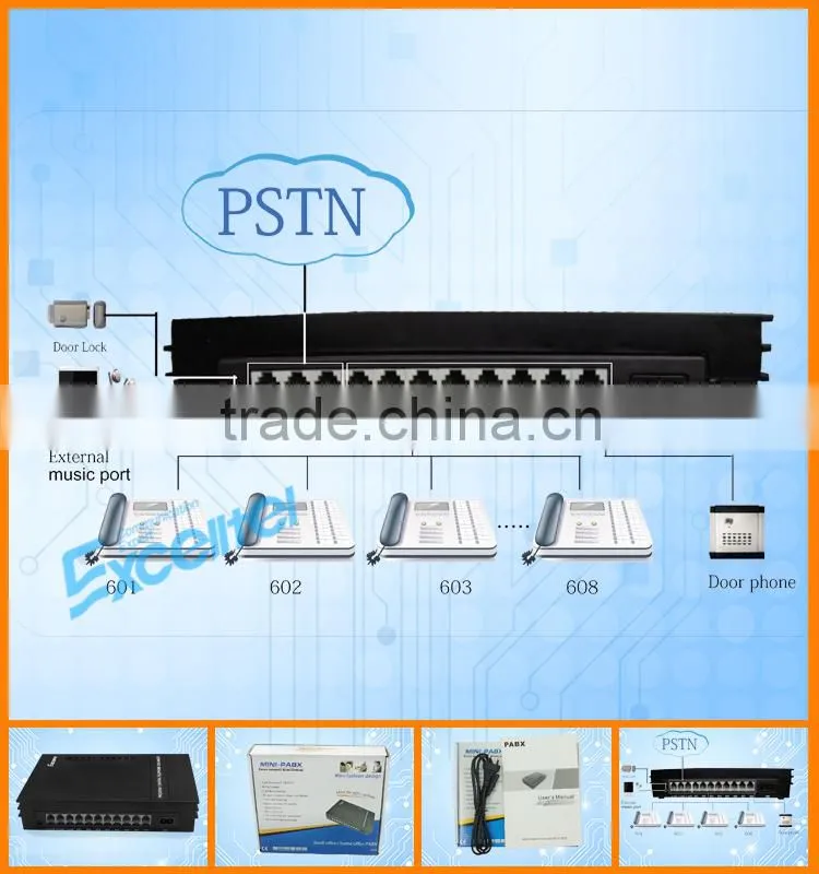 Excelltel /PABX / office phone system / centrales telefonicas/MD208 2 CO line 8 extension for home and office