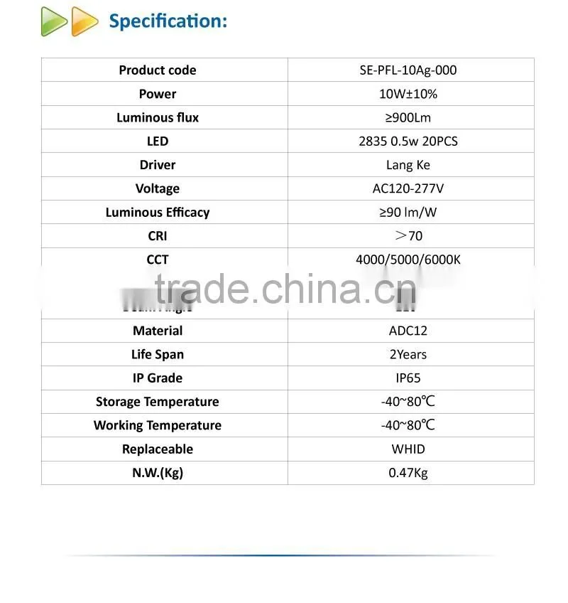 2016 Ultra thin IP65 waterproof LED outdoor lighting fixture Die Casting 10W LED flood light