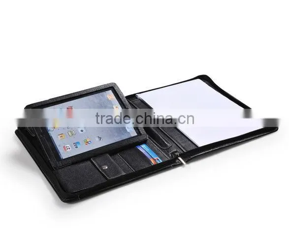 iPad Zippered Leather Padfolio With Bluetooth Keyboard and Angle Viewing