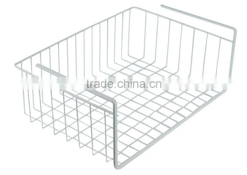 Icegreen Kitchen Use Mesh Grid White Coated Metal Wire Under Shelf Storage Organization Baskets, Wrap Rack
