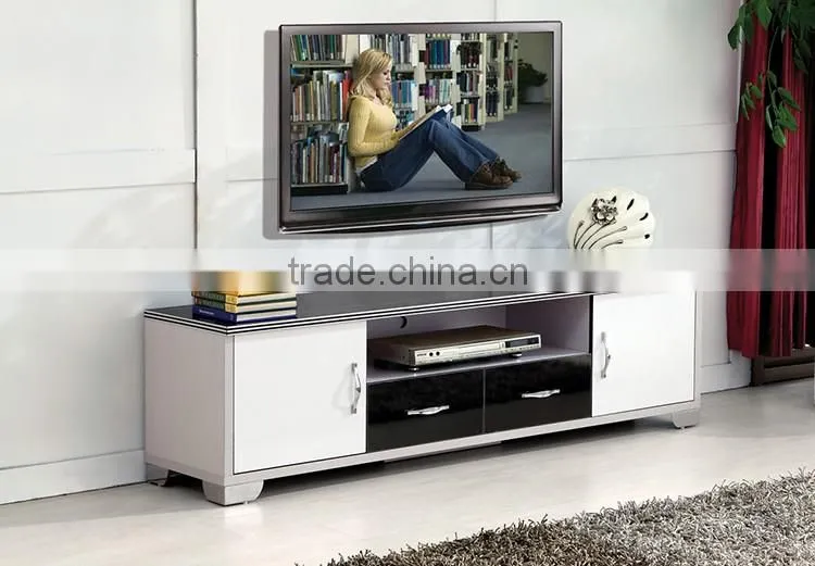 Simple design high gloss wooden furniture tv stand with drawers in living room