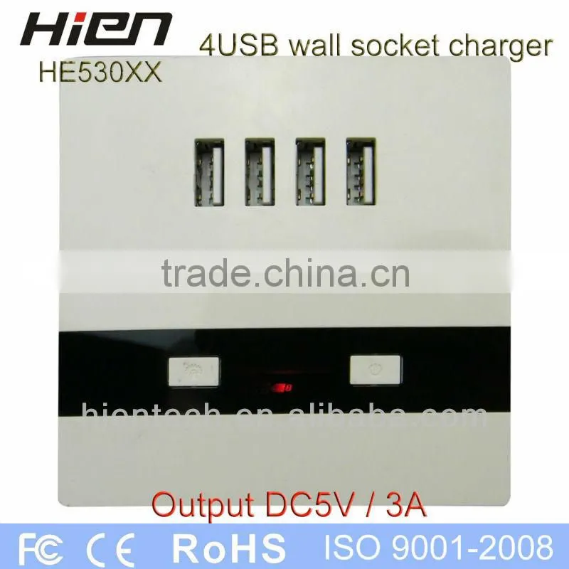 220v extension cord socket outlet USB socket with 4 USB port 5V3A 2 LED indicator suit for hotel school airport railway hospital