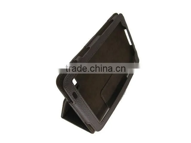 black foldable stander leather case For Samsung P1000