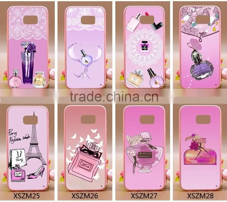 Fashion Prefume TPU+PC 2-in-1 Hybrid Pattern Painting Cases With Ring Bracket For Samsung 7s Edge Phone Case