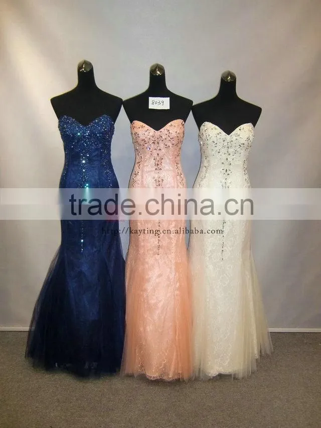 Off Shoulder Backless Sexy Elegant Lace Ivory Long Beaded Fashion Evening Dress
