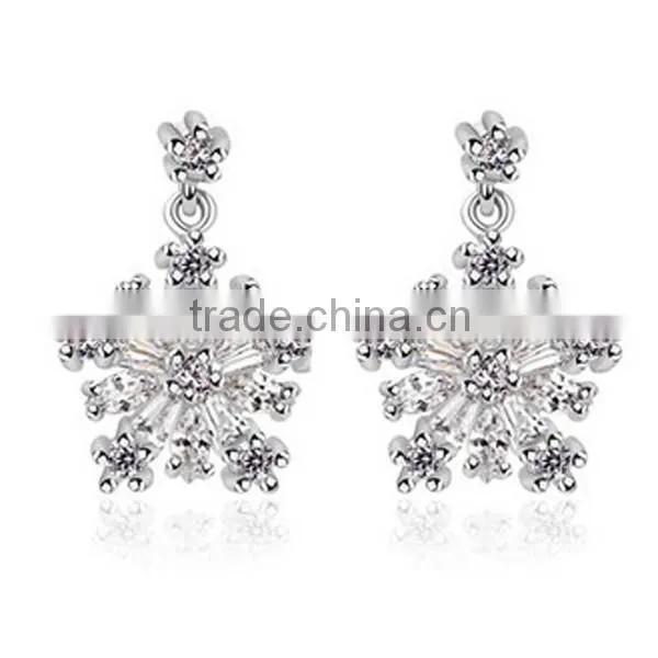 2016 Fashion Korea Elegant AAA Grade Zircon Snowflake Pendant Earring Wholesale ZTTM-111318