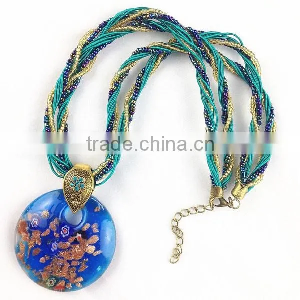 Retro Style Fashion Lady Glass Flower Necklaces Wholesale