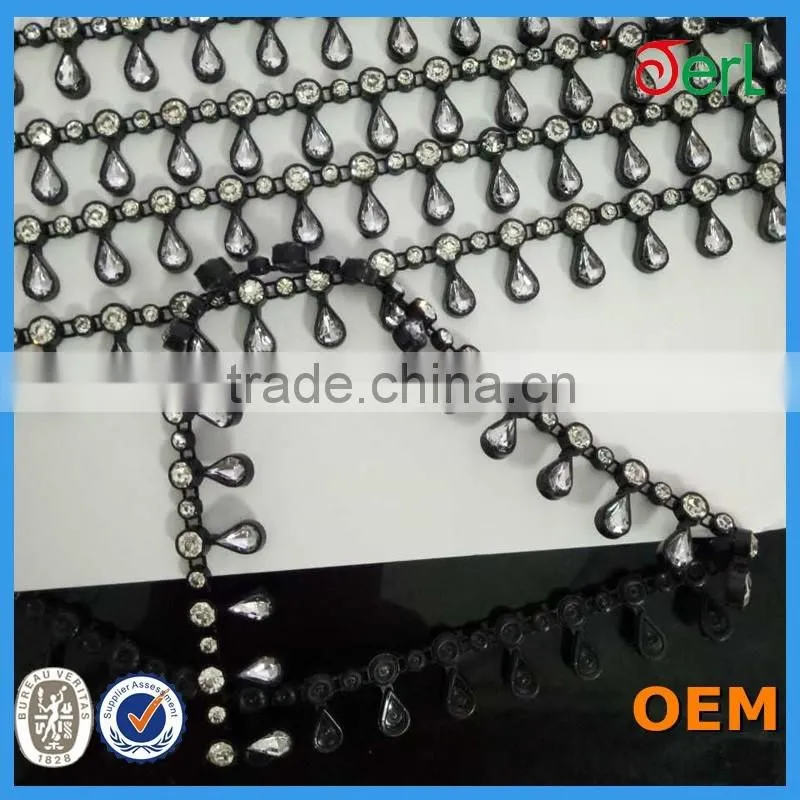 Single Row Red Base Plastic Glass Rhinestone Banding Trimming
