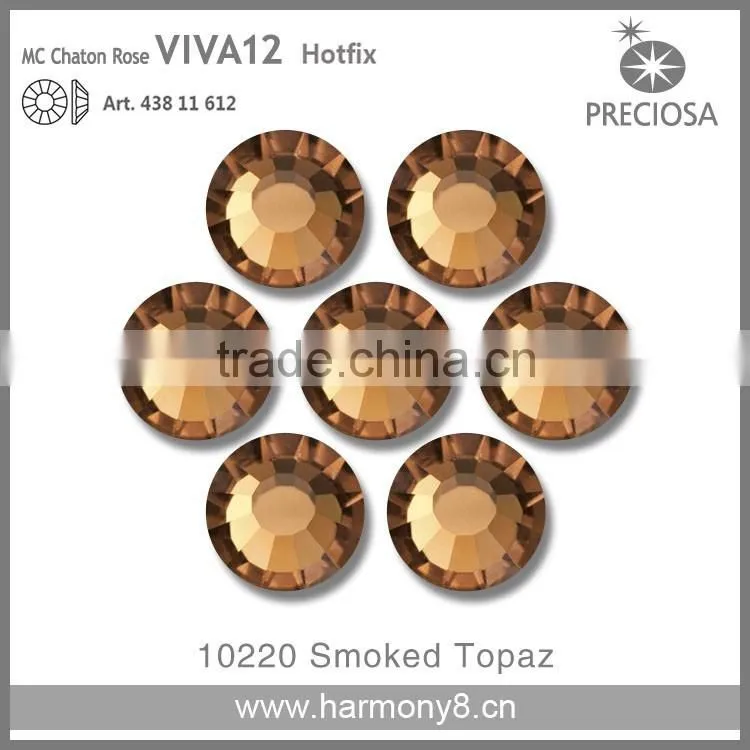 PRECIOSA Flat Back Hot Fix Rhinestones, Smoked Topaz MC Chaton Rose VIVA12