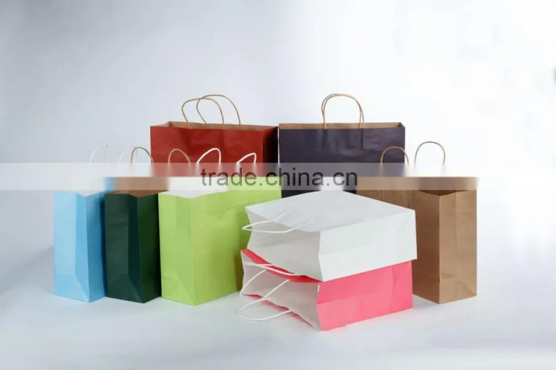 Wood Pulp kraft paper printed Christmas gift recycle paper bag