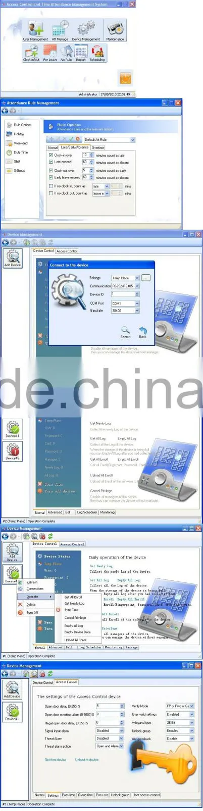 3.5 inch TFT P2P fingerprint Linux terminal time attendance with USB cable