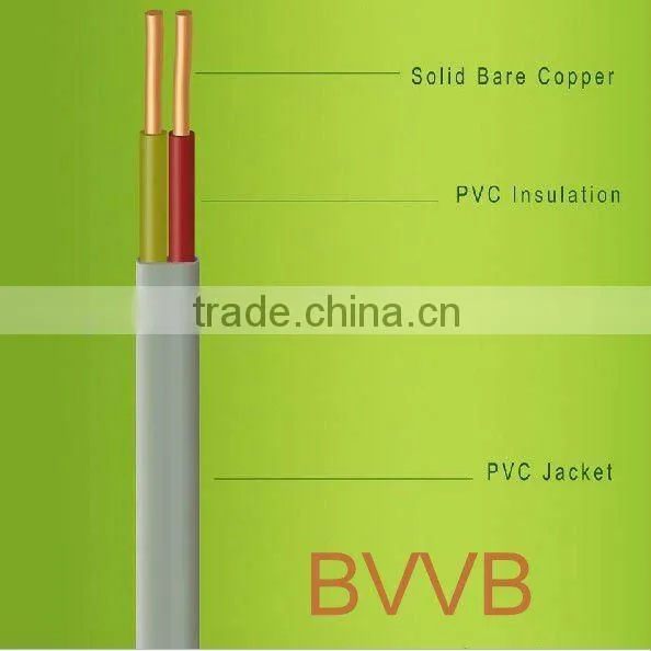 solid conductor flat red and black power cable for electric wiring