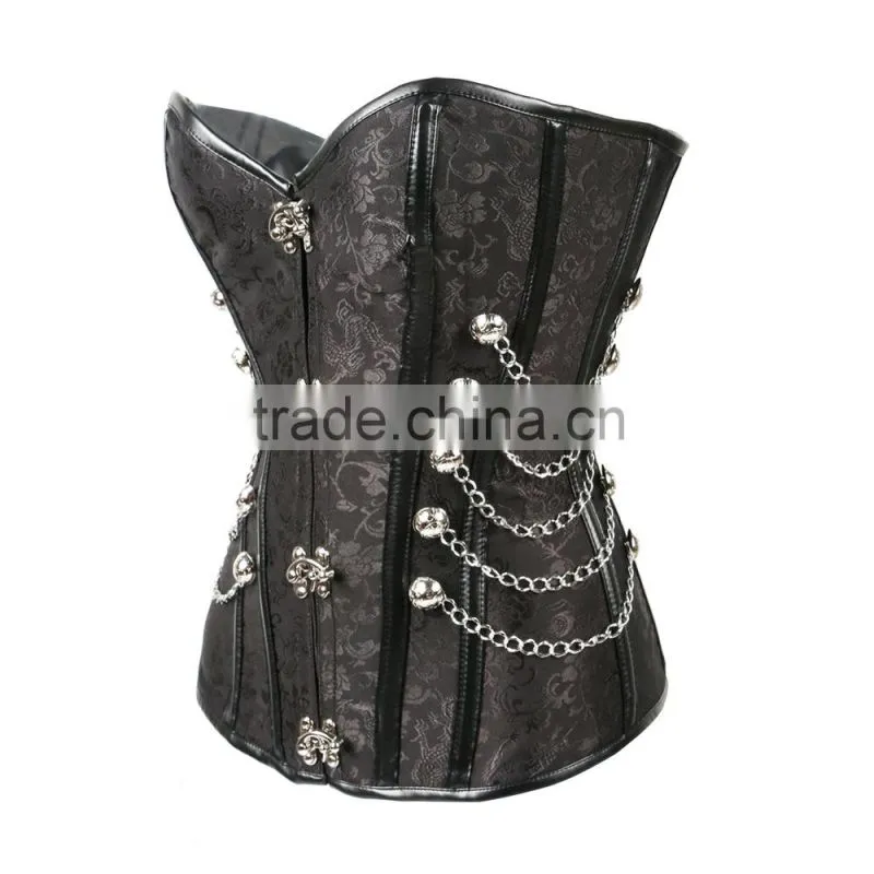 waist slimming steel bone corset in black
