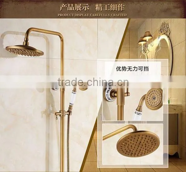 titanium gold shower, loudspeaker widespread elegent shower set, antique brass shower non-fade out