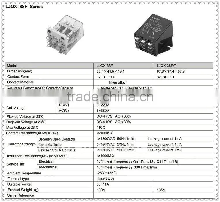 Electromagnetic Relay JQX-38F/T/power relay/30A relay/40A relay
