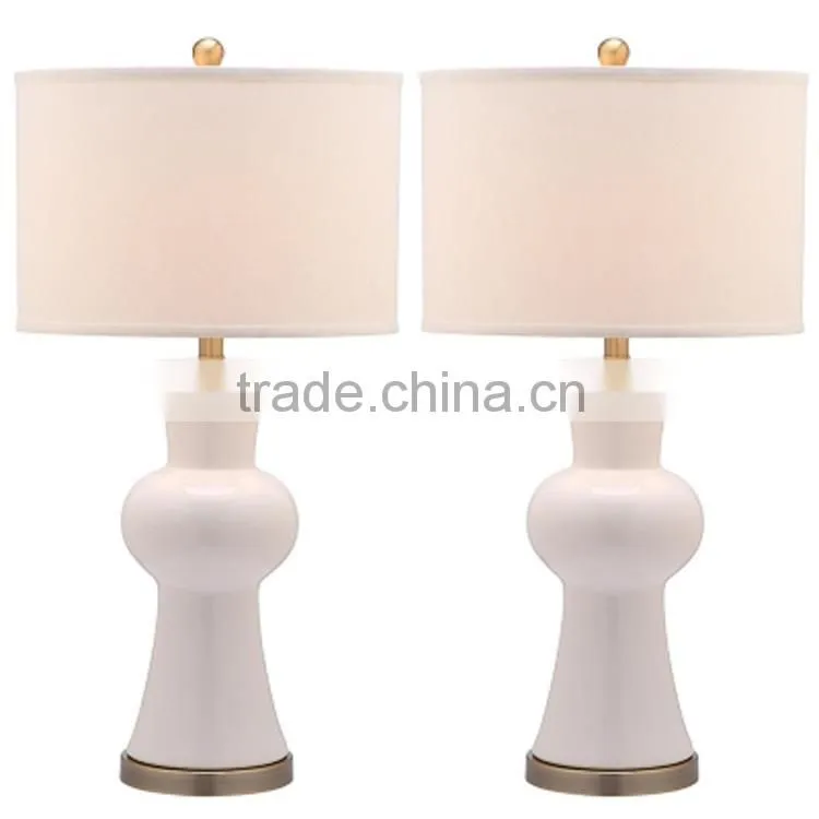 Hot Selling Metal Base Ceramic Body With Fabric Lampshade Modern Desk Lamp Bedroom Living Room Dining Room Table Lamp