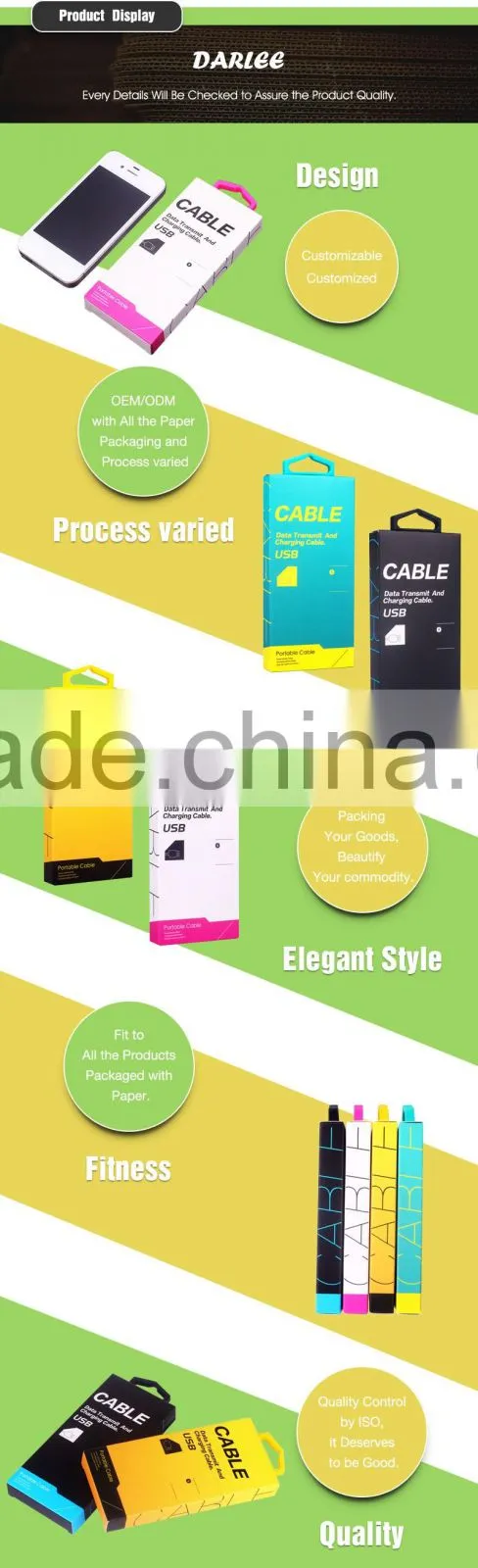 New design color printed luxurious recyclable data cable box