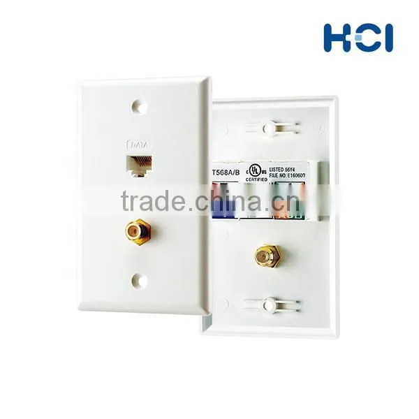 US Type 2 Port CATV and RJ45 Cat5e Data Faceplate