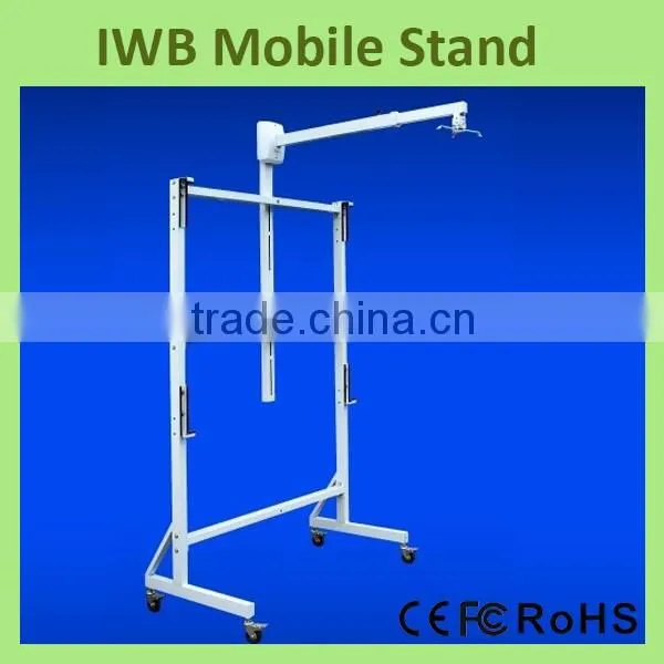 Height adjustable short throw projector interactive whiteboard mobile stand