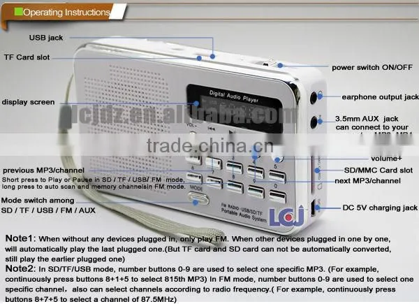 L-938 Hot sale OEM MP3 player built in FM transmitter