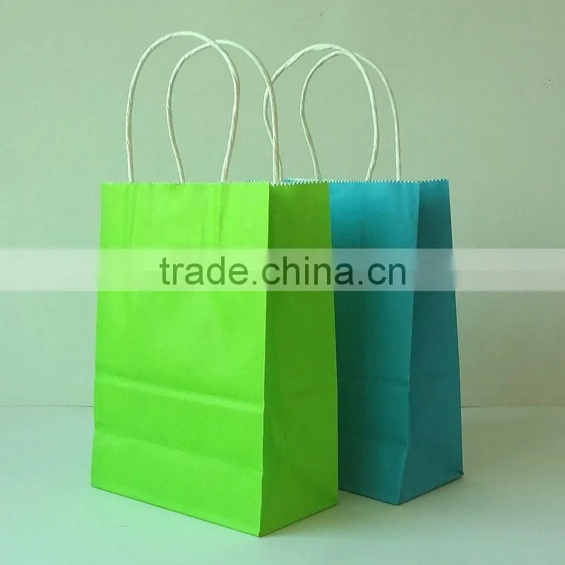 stand up kraft folding paper shopping bag for garment or gift