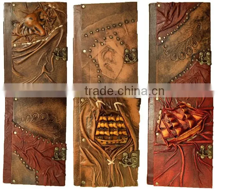 New Genuine Real Leather Handmade Notebook-Cheap High Quality-Dairy-Sketchbook-Journal -2015 Promotional Handmade New Designs