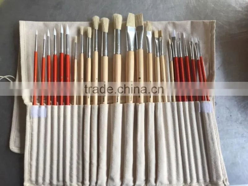 Variegated synthetic wooden handle artist painting brush