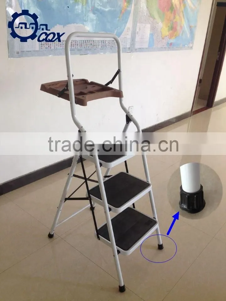 Steel Step Ladder, plastic tool tray, 3-steps