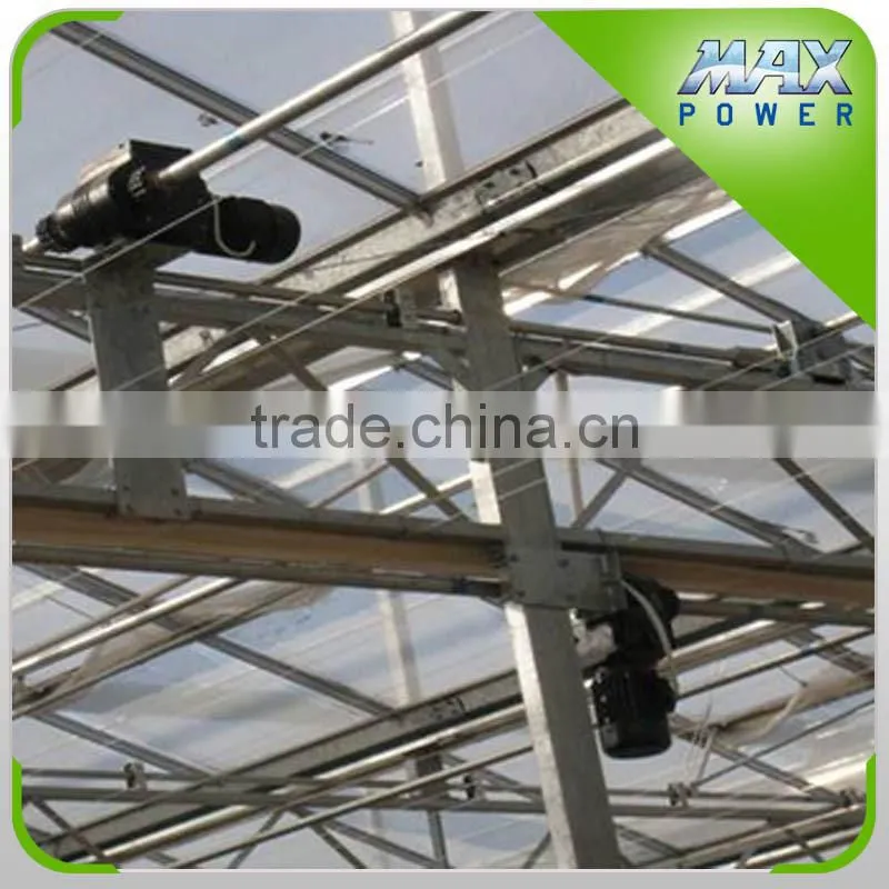Greenhouse gear motor vent opener/ curtaining system
