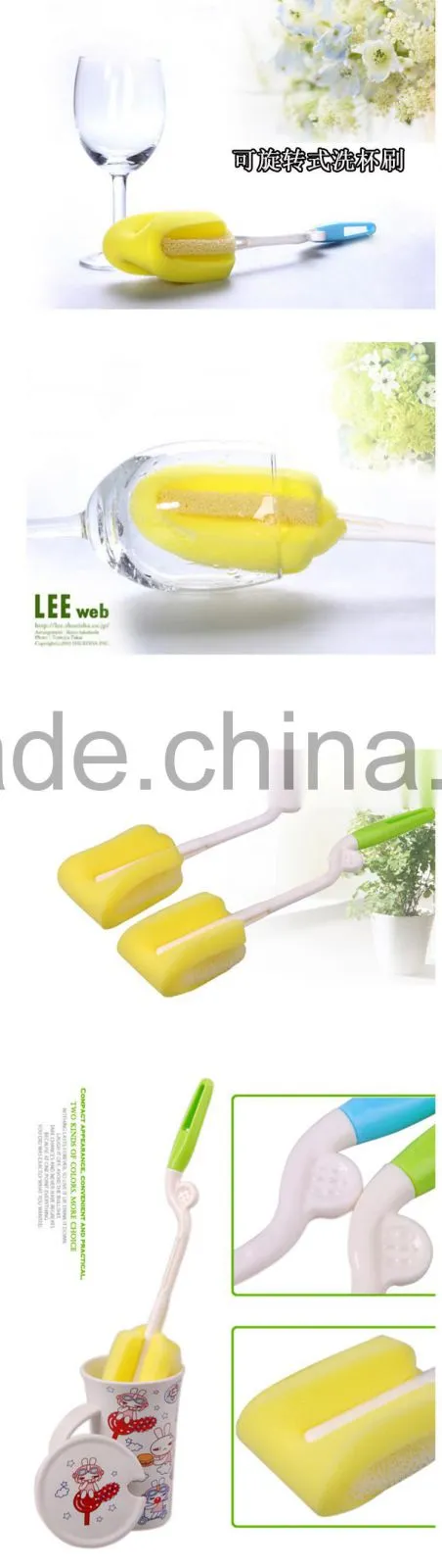 Multifunction Handheld Sponge cup feeding bottle cleaning Brush-Red