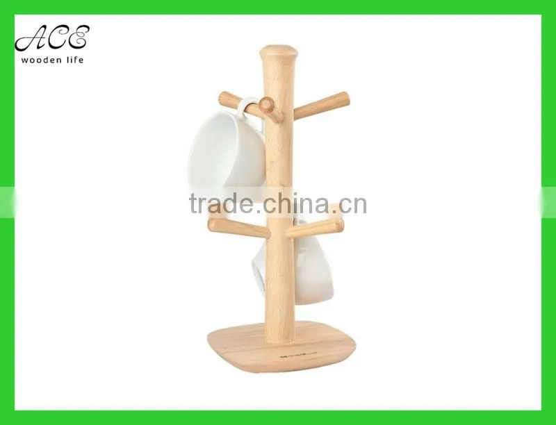 Wooden mug tree for up to 6 mugs